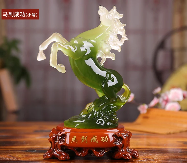 

26cm LARGE # 2019 office home Business efficacious FENG SHUI Talisman Protection Success 3D Crystal HORSE Sculpture ART statue