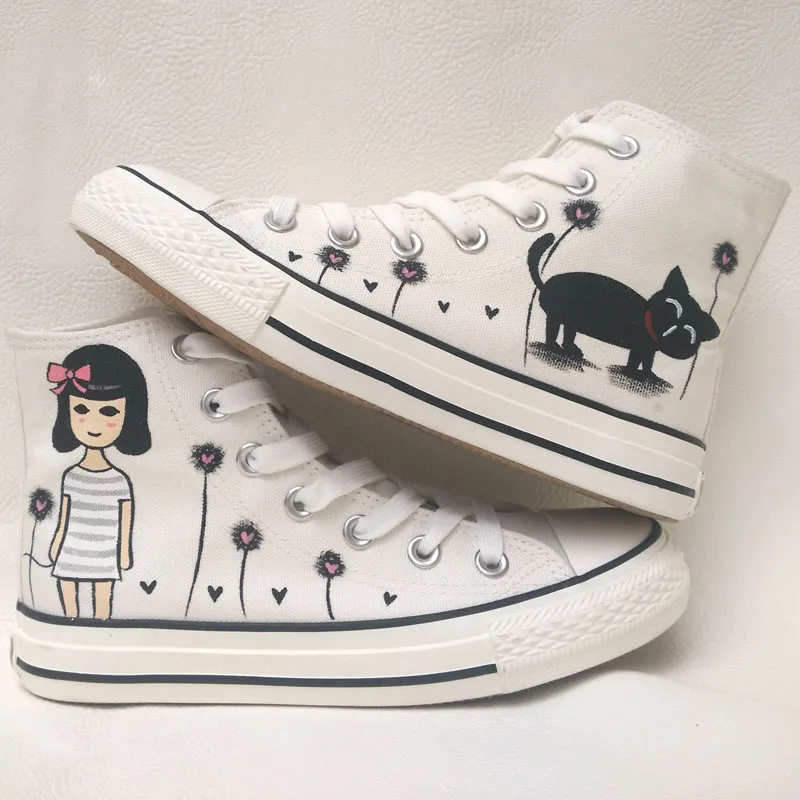 Гадкий я аниме мультфильм ручная роспись парусиновая обувь высокие кроссовки тапочки "Миньоны" для взрослых Миньоны кроссовки дышащие женские - Цвет: Cartoon Girls Shoes
