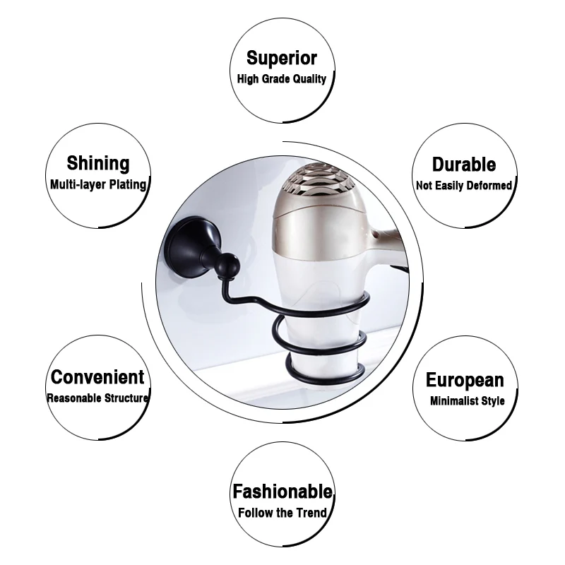 Cena Czarne zestawy akcesoriów łazienkowych naścienny stojak na suszarkę do włosów antyczne WC uchwyt na ręcznik papierowy szczotka do WC uchwyt wyposażenie łazienkowe