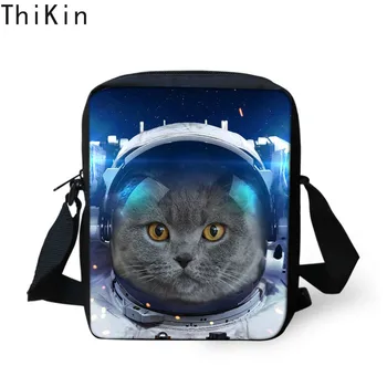 

THIKIN Cute Cartoon Space Animal Cat Printing Messenger Bags Mini Teenager Boys Girls Crossbody Bags Small Handbags for Kids
