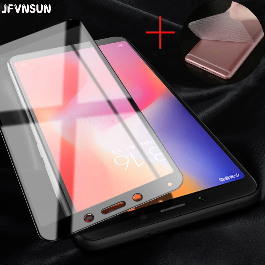 

JFVNSUN Glass For Xiaomi Redmi 6 6A Tempered Glass 5.45" Full Cover Protective Screen Protector + Gift Soft Back Protective Film