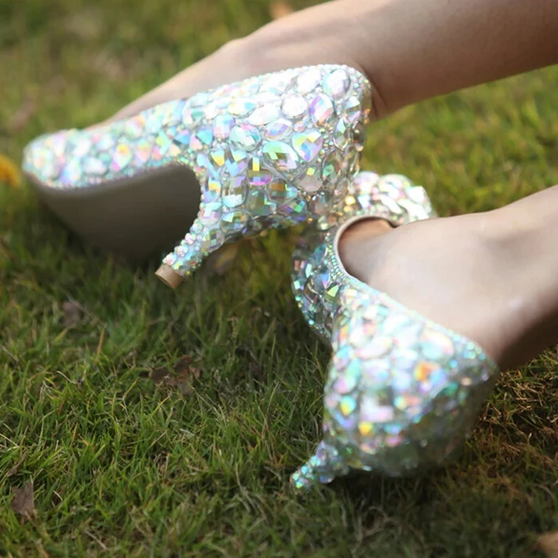 Туфли лодочки женские с кристаллами на среднем каблуке 2 дюйма|dress shoes fashion|dress