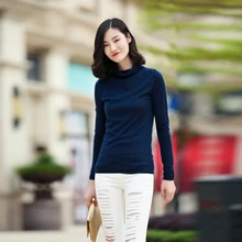 

lady's cashmere&wool blending turtleneck thin pullover slim-fitting sweater