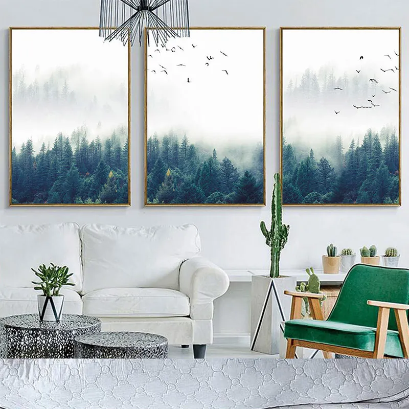 

Fashion Nordic Forest Lanscape Wall Stickers Art Poster And Print Canvas Painting Decorative Picture For Living Room Home Decor