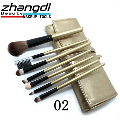 ZHANGDI, Профессиональный набор кистей для макияжа, 7 шт., набор инструментов, набор туалетных принадлежностей, набор кистей для макияжа, Чехол Косметическая щетка для основы Z359060 - Handle Color: 02