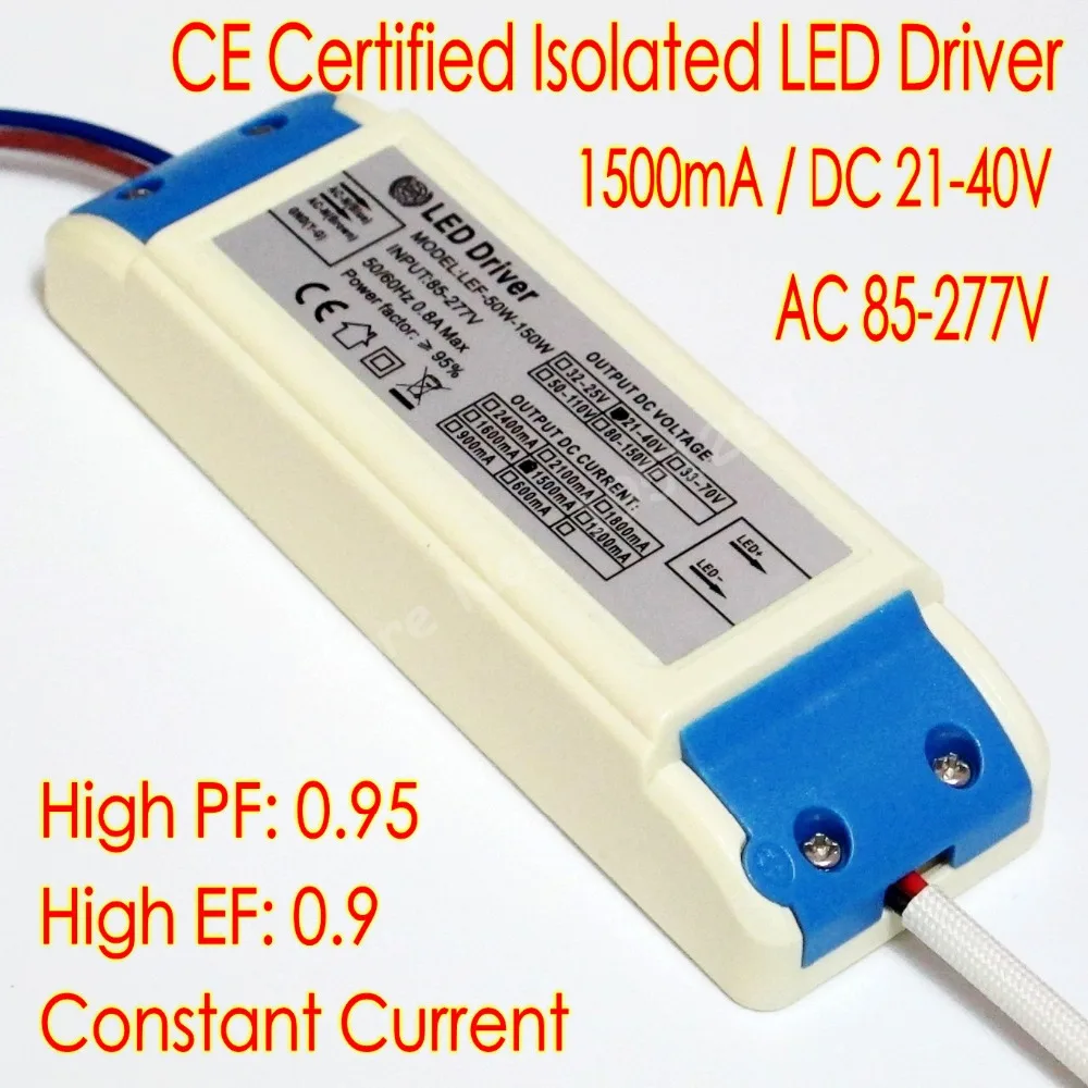 CE Certified Isolated 1500mA 50W Led Driver 10 series 5 parallel LED