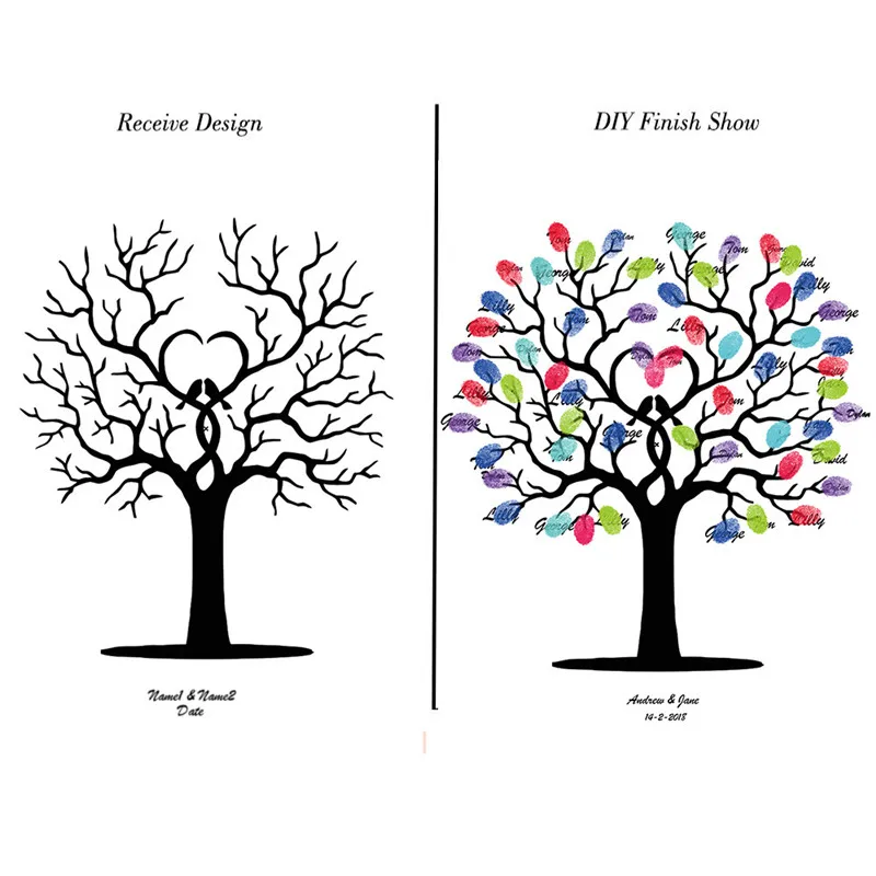 Отпечатков пальцев картины Гостевая книга домашнего декора Love Tree хороший