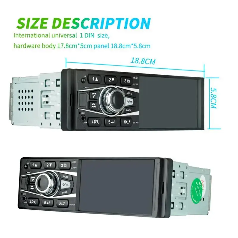 HE521 автомобиль MP4/MP5 один DIN Bluetooth стерео 4 дюйма сенсорный экран с USB AUX вход FM/AM/RDS радио приемник в приборной головке