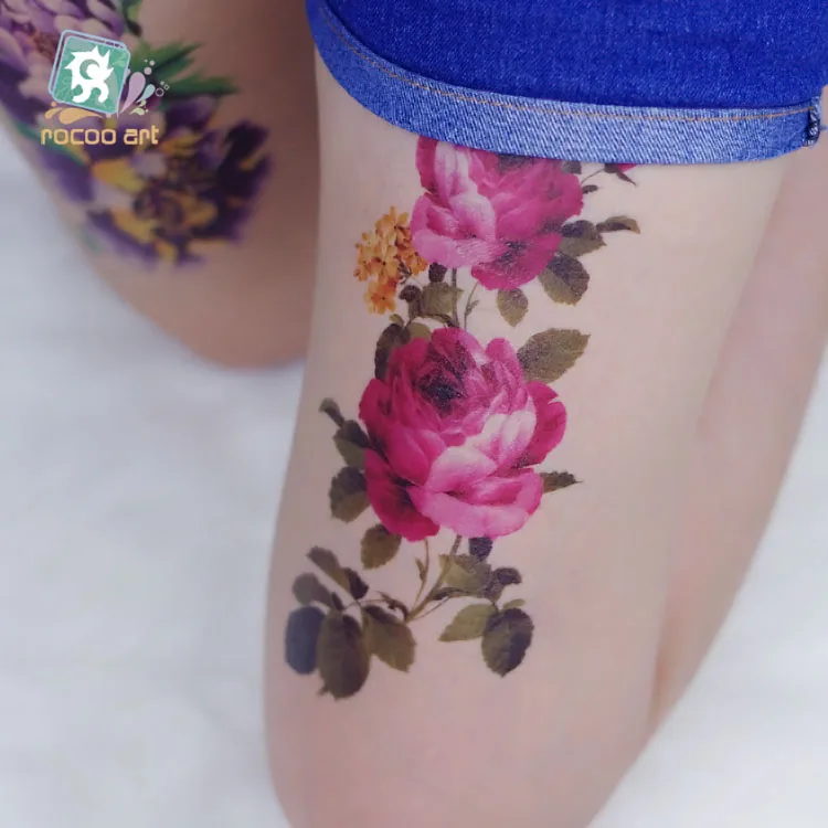 Rocooart QC678-698 женщины макияж татуировки рукава Body Art "Гранат" Цветы временные Flash татуировки-наклейки tatuagem