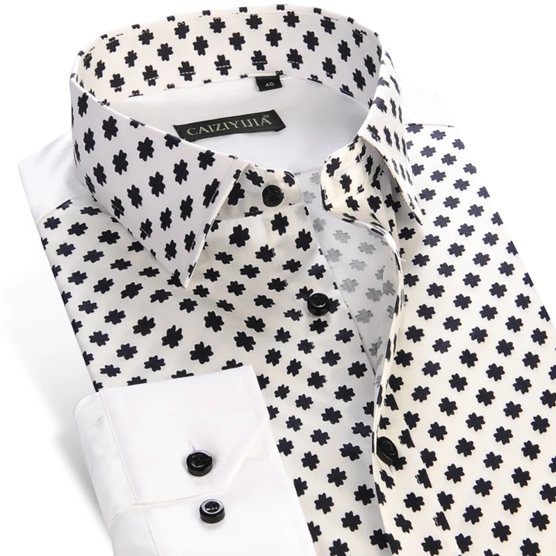Meilleur Hommes À Manches Longues Imprimé floral Patchwork Robe Chemises Smart Casual Slim Fit Confortable Doux 100% Coton Mâle De Mode Top Chemise