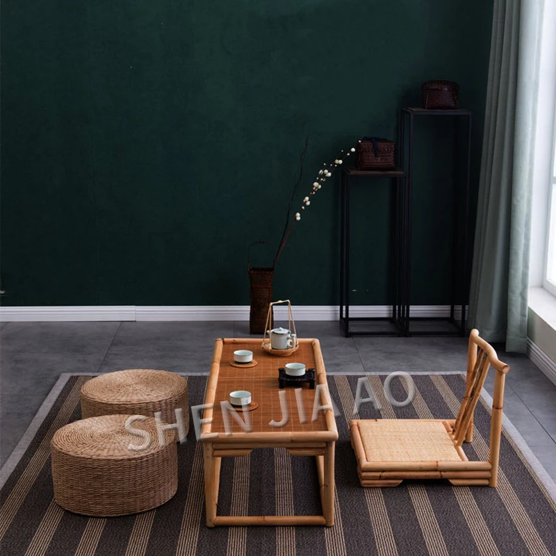 Ретро чайный столик из бамбукового ротанга с балконными татами в японском стиле, журнальный столик из бамбука и ротанга, поделочный