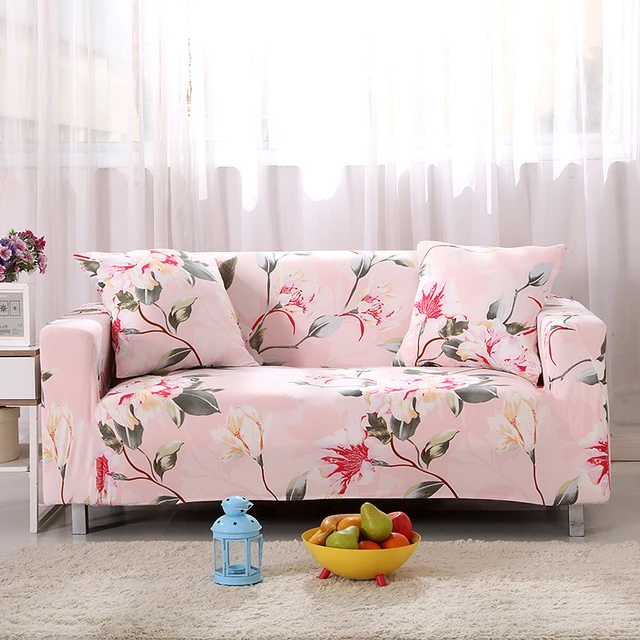 Pink Flower living room Sofa Cover slipcover Floral All inclusive Wrap