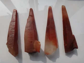 

4 AAA Natural Beautiful Red Tall and Slender Crystal Specimen + Rabbit Hair