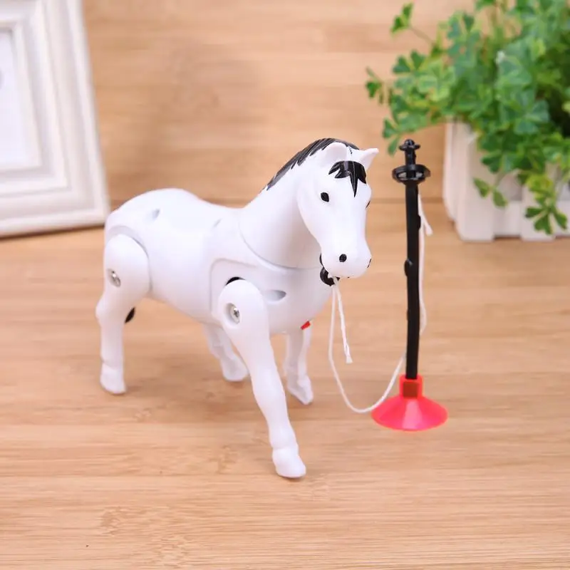 Пластиковая электрическая игрушечная лошадь забавная электронная лошадь ходьба вокруг ворса обучающая игрушка для детей развивающие