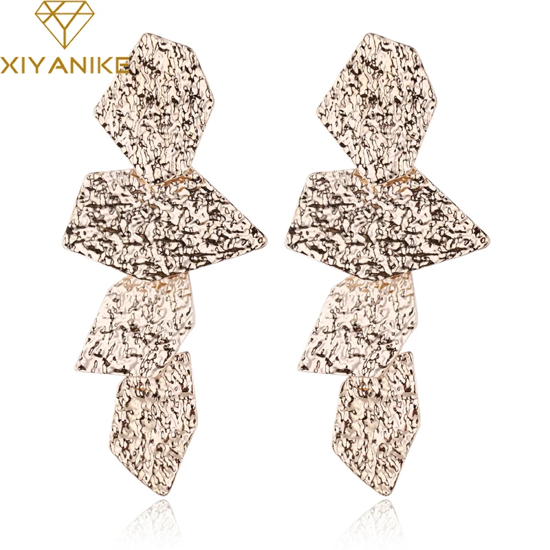 

XIYANIKE 2018 Bijoux Boho Gold Color Punk Irregular Metal Drop Earrings For Women Trendy Charm Jewelry Factory Wholesale E1612