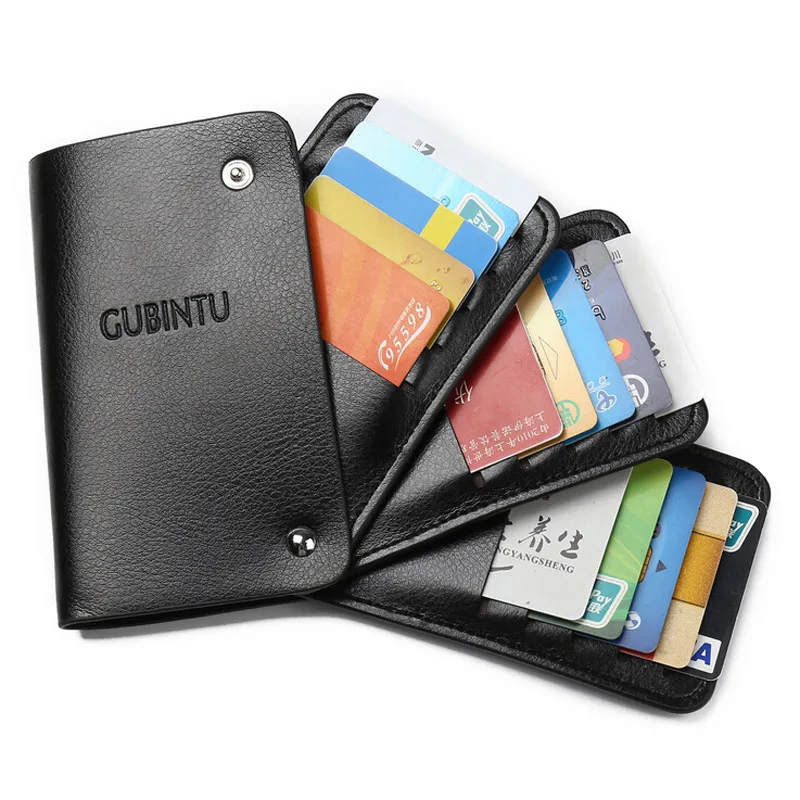 

Solid Men's Leather Credit Card Holder Wallet Man ID Cards Bag Business Bank Card Case For Women