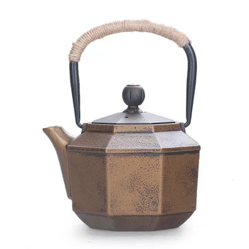 

Handmade Japanese old cast iron kettle octagonal golden non-coated Kung Fu teapot water kettle drinkware tea pot 0.85L