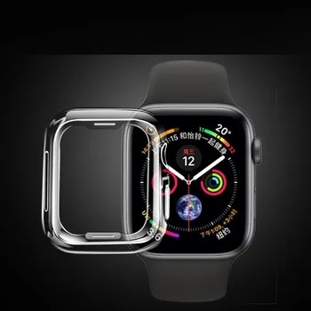 

New Transparent TPU Soft Case Thin Shell Frame Protector For iwatch Apple Watch Series 4 40mm 44mm Back Bumper Cover Protection