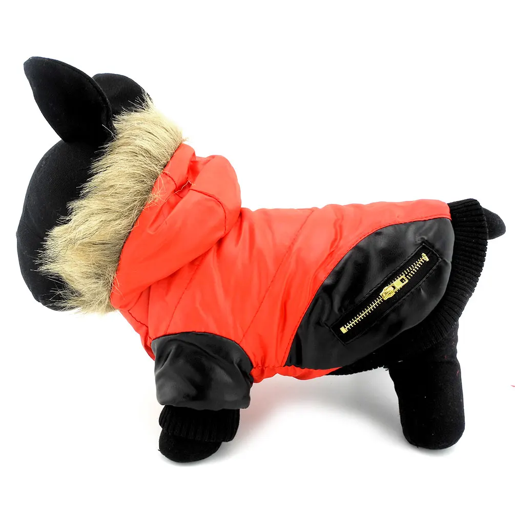 2017 Small Dog Clothes for Female Male Bomber PU Leather Dog Coat Patch