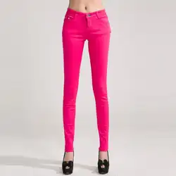 Модная Распродажа! Джинсовые брюки, яркие цветные узкие брюки, узкие брюки, леггинсы, длинные брюки