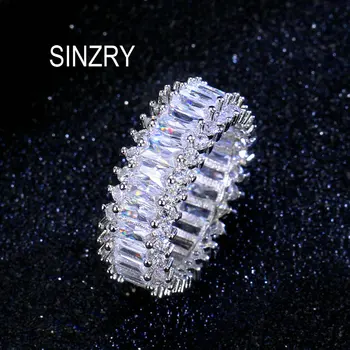 

SINZRY fashionable bling Cubic zircon rectangle wide finger rings for women Luxury costume jewelry accessory