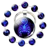 12 Zodiac Sign Scorpion Lion Glass Metal Keychain Women Men Couples Keychain Car Key Holder Rings Fashion Astrology Gifts ► Photo 1/6