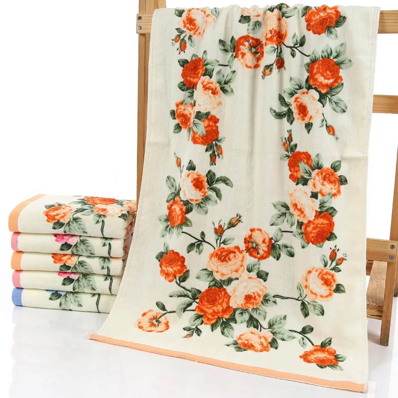 New Flower Printed Cotton Face Towel,Quality Pattern Bathroom Hand Towels,High Quality Beach Terry Towels,Petites Serviette Main