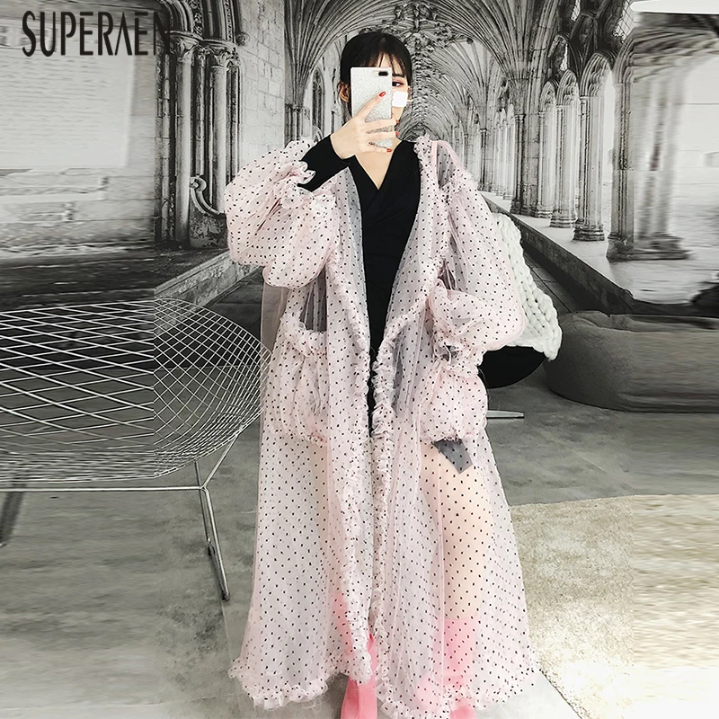 

SuperAen Autumn Women 2018 New Puff Sleeves Women Shirts Casual Fashion Wild Long Mesh Cardigan Blouses Sunscreen Women Clothing