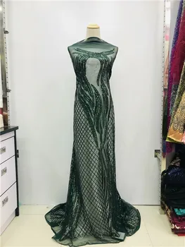 

Red Flower Design Sequined Mesh Lace Fabric African Indian Guipure Net Laces 2018 Nigerian Style Wedding Dress Sequins Fabrics
