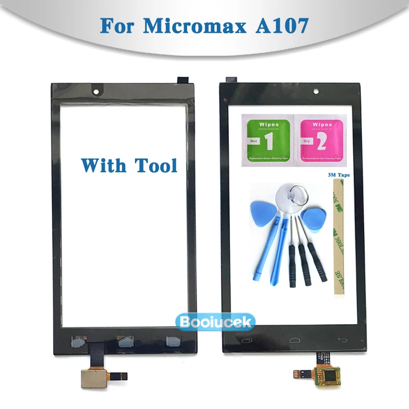 

High Quality 4.7" For Micromax Canvas Fire 4 A107 Touch Screen Digitizer Sensor Outer Glass Lens Panel Black