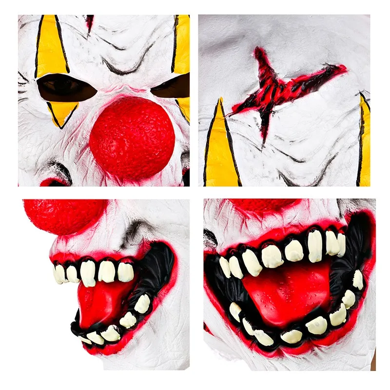 Scary Clown Mask  Red Nose with Red HairFull Face Horror Masquerade Adult Ghost Party Mask Halloween Props Costumes Fancy Dress