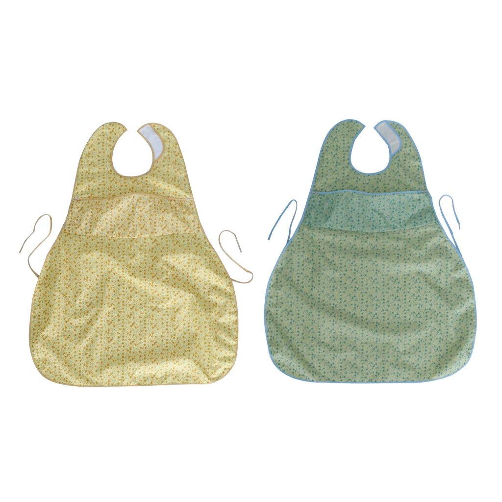 Washable Adult Reusable Eating Bibs Elderly Disability Aid Apron with Catch Pocket for Men Women Senior Citizens Elderly