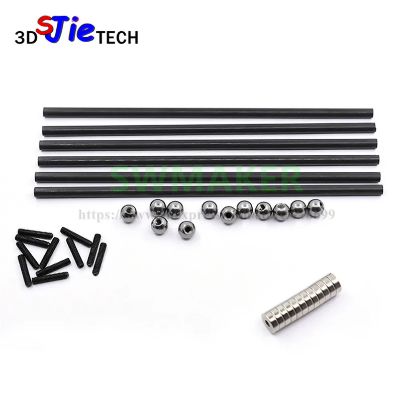 Kossel K800 delta 180mm/300mm/500mm carbon tube rod set 12mm dia metal ball +12 pcs*magnet 3D printer accessories