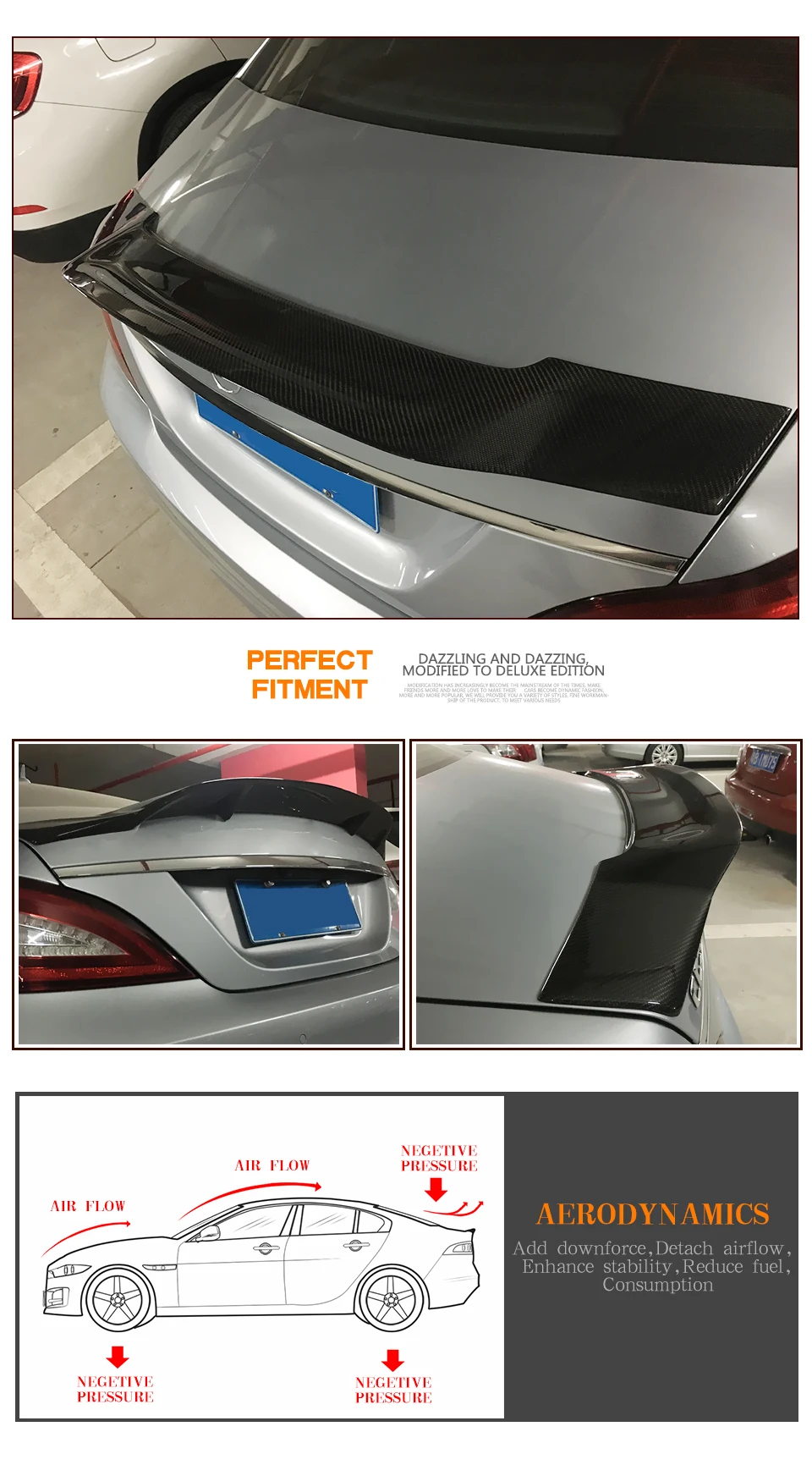 Задний спойлер багажника для Mercedes-Benz W218 CLS63 AMG седан 2012- CLS350 CLS400 CLS500 CLS550 класс CLS углеродного волокна загрузки губ
