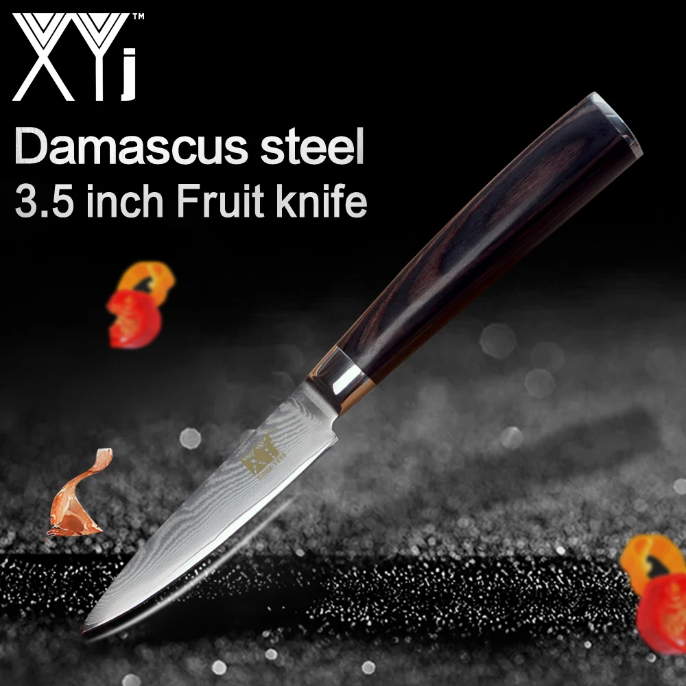 

XYj Brand 3.5 inch Damascus Steel Paring Knife High Quality Lightweight Effort Color Wood Handle Kitchen Knives Tools Hot Sale