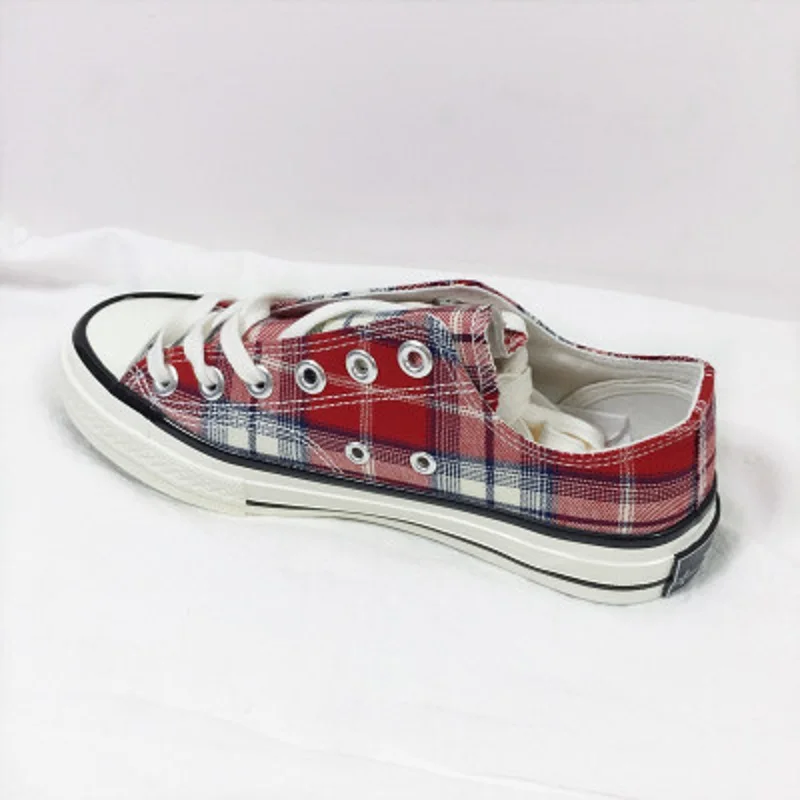 

High-top plaid canvas shoes female 2019 spring new