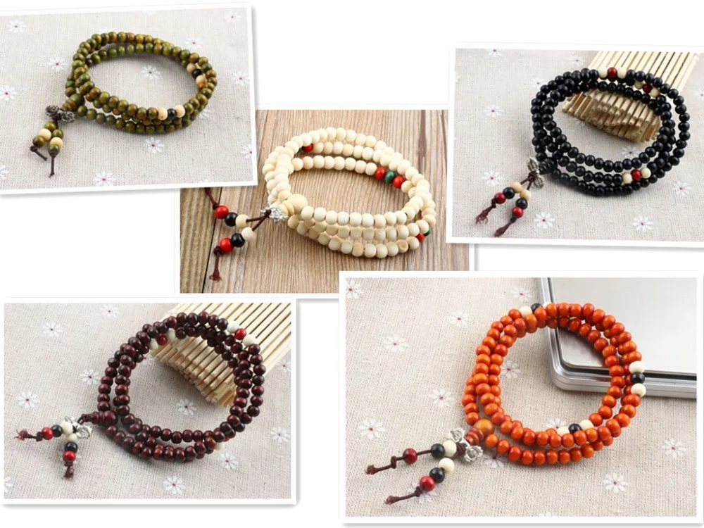 

Sennier wholesale 6mm 108 sandalwood bead prayer japa rosary mala bracelet Tibetan Buddhist meditation Fashion jewelry good luck
