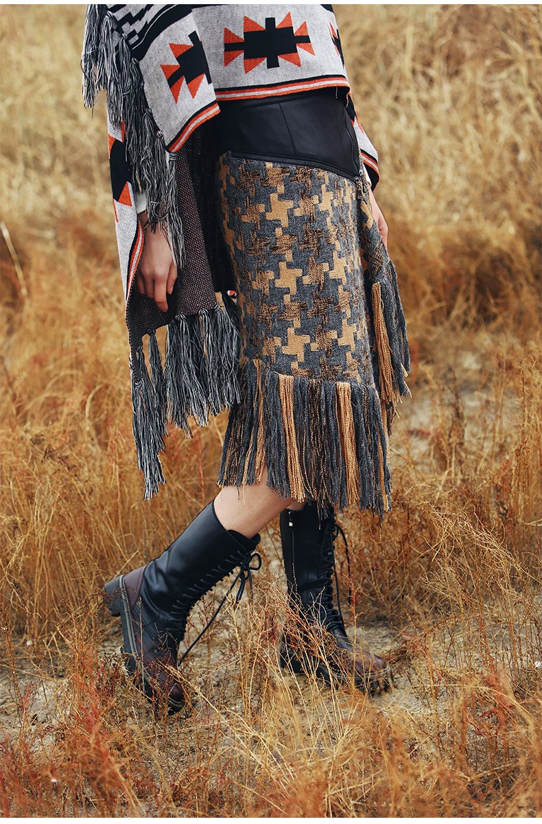 Национальный стиль ретро Зимняя шерстяная юбка MZ02093