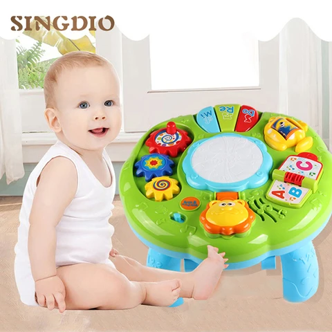 Educativos para Brinquedos Ativos do Bebê com Música Bebê Recém-nascido Crianças Desenvolvimento Quebra-cabeça Jogar Aprendizagem Precoce Brinquedos Sensoriais 13-24 Meses