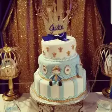 На заказ Королевский и Золотой Принц розовый принцесса имя торт или центральный Топпер на дни рождения, Детские душевые, крестины, крестины