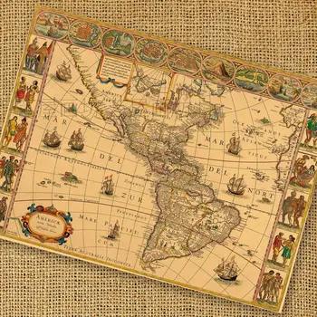 

Vintage map large big measurement cowhide paper decorative painting core mural old compass poster