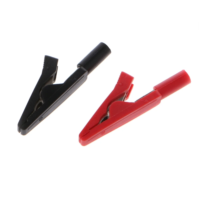

2 Pcs Insulated Alligator Clip 2mm Banana Female Adapter Meter Test Probe Black Red