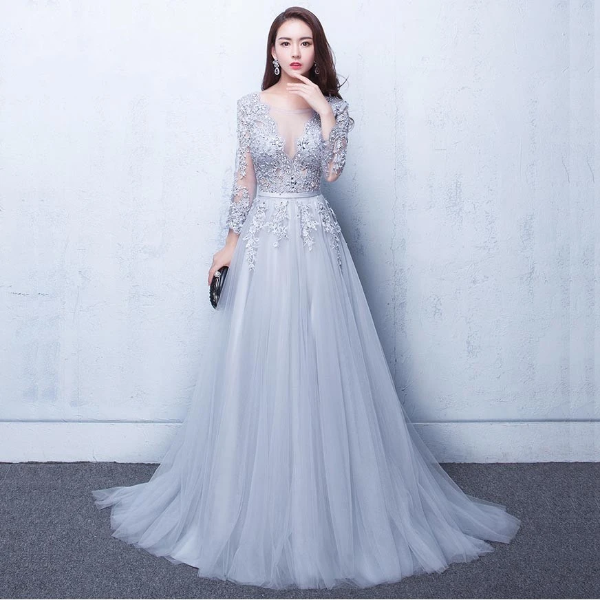 three quarter length evening dresses