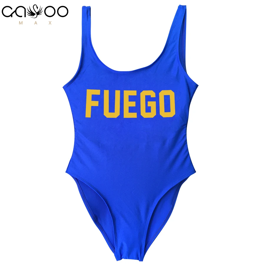 FUEGO Golden Letter One Piece Swimsuit Girl Swimwear Women ...