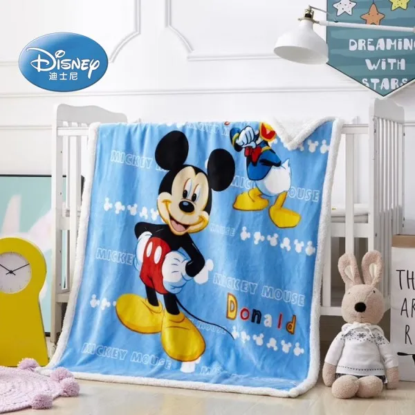 Одеяло disney Mickey mouse из кораллового флиса с шерпой и подложкой, 100x140 см, покрывало для малышей, детей, на кровать, кроватку/диван, осенне-зимнее одеяло - Цвет: sherpa backing 6