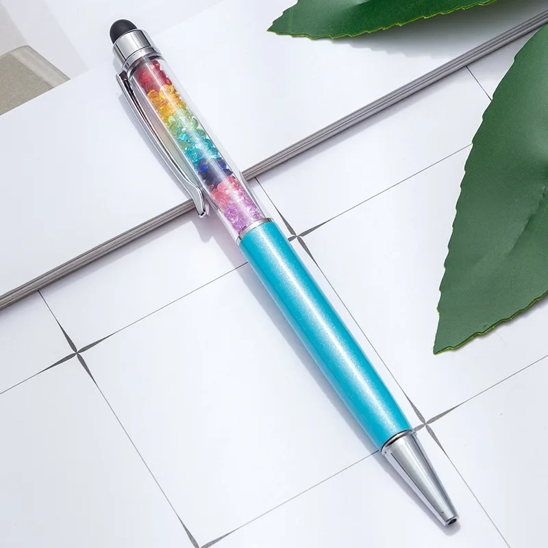 13 Colors Cute Kawaii multicolor Brand Diamond Metal Ballpoint Pen Touch Screen Crystal Ball Pen For Ipad Iphone Office Supplies - Цвет: 2