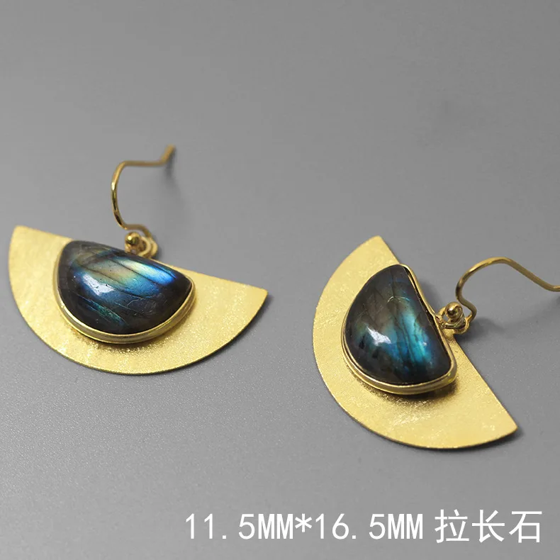 

CMAJOR Designer 925 Sterling Silver Gold Plated Labarodite Fan Earrings Women Girls Original Fine Jewelry Wholesale