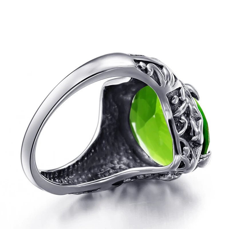 Vintage 925 Sterling Silver Jewelry Created Peridot Olive Elegant New Wedding Rings for Women 9 004