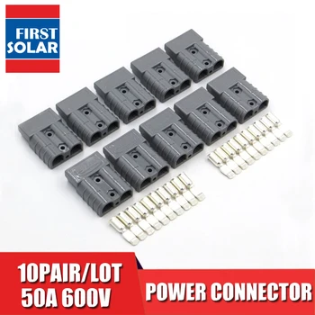 

10sets x 600V 50A SMH Black gray red SH50 Plug Connector Double Pole with copper Contacts for Solar Panels Caravans Battery