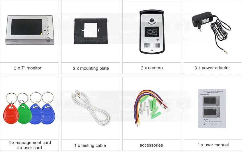 Diysecur 7 inch проводной видео домофон Дверные звонки LED Ночное видение RFID разблокировки безопасности дома, домофон Системы 3 Мониторы 2 Камера